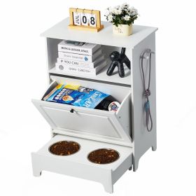 VEVOR Pet Feeding Station w/ 2 Elevated Dog Bowls Dog Food & Toy Storage Cabinet