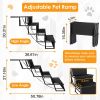 Foldable Dog Ramp 4 Step Collaspible Non Slip Stairs for Car Trucks SUV 176LBS Load Oxford Fabric Steel Ladders with Straps Tether Clip