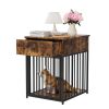 Dog Crate Furniture, Dog House, Decorative Dog Kennel with Drawer, Indoor Pet Crate End Table for Small Dog, Iron-Tube Dog Cage, Chew-Proof