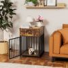 Dog Crate Furniture, Dog House, Decorative Dog Kennel with Drawer, Indoor Pet Crate End Table for Small Dog, Iron-Tube Dog Cage, Chew-Proof