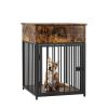 Dog Crate Furniture, Dog House, Decorative Dog Kennel with Drawer, Indoor Pet Crate End Table for Small Dog, Iron-Tube Dog Cage, Chew-Proof