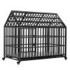 52" Heavy Duty Dog Crate Large Dog cage Strong Metal Dog Kennels and Crates for Large Dogs with 4 Lockable Wheels