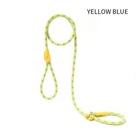 Dog Rope Pet Pulling Rope Puppy Strap Traction Rope Heavy Duty Belt Large Dog Leash Dog Collar Strap Dog Training Pet Harness Hands-Free Leash For Sma (Color: Yellow Blue, size: 1.8x1)