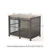 Furniture dog crate sliding iron door dog crate with mat. (Rustic Brown,43.7''W x 30''D x 33.7''H).