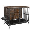 Modern Kennel Dogs room up to 60 LB, Dog crate furniture with Multi-Purpose Rremovable Ttray, Double-Door Dog House, lift Panel