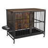 Modern Kennel Dogs room up to 80 LB, Dog crate furniture with Multi-Purpose Rremovable Ttray, Double-Door Dog House, lift Panel